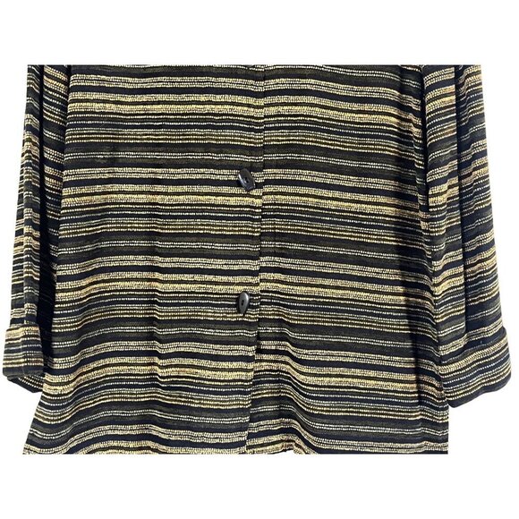 Sag Harbor Striped Jacket 10 Black Western Boho Artsy Textured Workwear Hippie - Picture 8 of 14